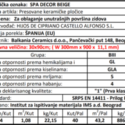 Spa Decor Beige 30x90cm