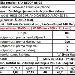 Spa Decor Beige 30x90cm