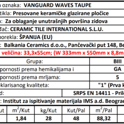 Vanguard Waves Taupe 33.3x55cm
