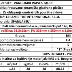 Vanguard Waves Taupe 33.3x55cm