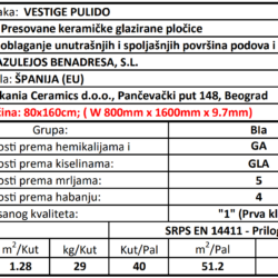 XL Vestige Pulido 80x160cm