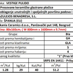XL Vestige Pulido 80x160cm