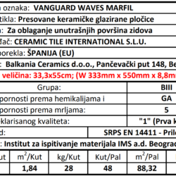 Vanguard Waves Marfil 33.3x55cm