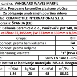 Vanguard Waves Marfil 33.3x55cm