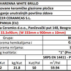 Varenna White Brillo 33.3x90cm