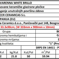 Varenna White Brillo 33.3x90cm