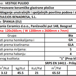 XL Vestige Pulido 120x260cm