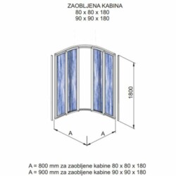 Polyagram Kabina Polukrug Pleksiglas Silver Profil 80x80cm