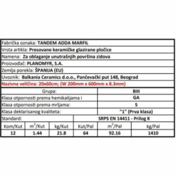 Adda Tandem Marfil 20x60cm