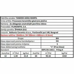 Adda Tandem Marfil 20x60cm