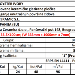 Oyster Ivory 33.3x100cm