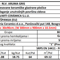 Aruma RLV. Gris 30x90cm