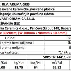 Aruma RLV. Gris 30x90cm