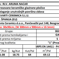 Aruma RLV. Nacar 30x90cm