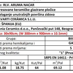 Aruma RLV. Nacar 30x90cm