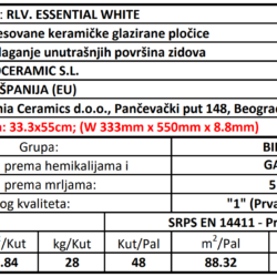 Essential RLV White 33.3x55cm