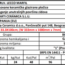 Hement RLV. Lecco Marfil 33.3x100cm