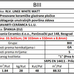 Calacata RLV. Linee White Mate 33.3x55cm