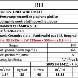 Calacata RLV. Linee White Mate 33.3x55cm