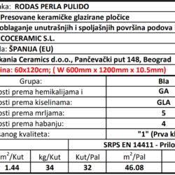 Rodas Perla Pulido 60x120cm