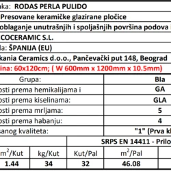 Rodas Perla Pulido 60x120cm