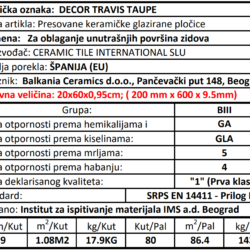 Travis DC Decor Taupe 20x60cm