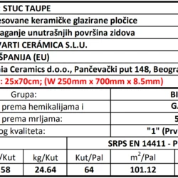 Stuc Taupe 25x70cm