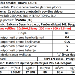 Travis Taupe 20x60cm