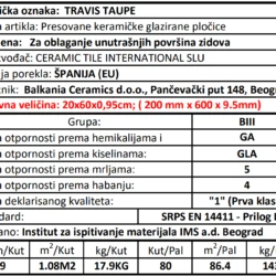 Travis Taupe 20x60cm