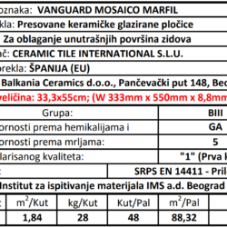 Vanguard mos. marfil 33.3x55